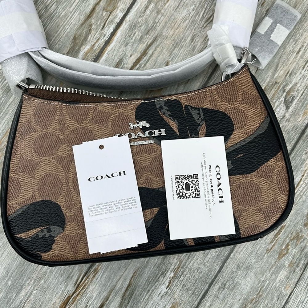 Coach Teri Mini Crossbody Bag In Signature Canvas With Bow Print Purse - Picture 4 of 9